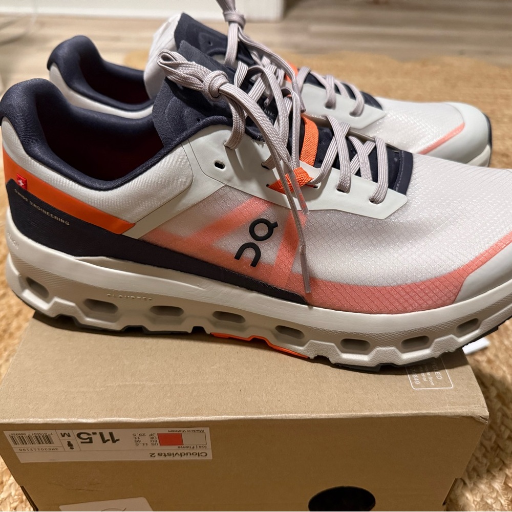 On Running Men's Athletic Shoes - White, Grey, and Orange (New)